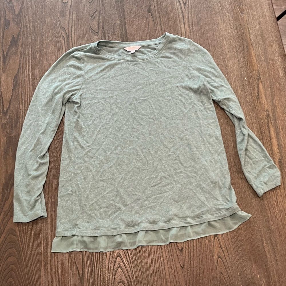 LC Lauren Conrad Sage Green Long Sleeve Lace Blouse Size M